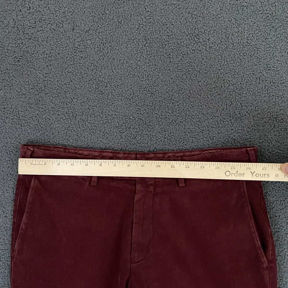 Canali Pants FITS Mens 33x31 Red Chino Trousers Cotton Twill Flat Front Italy